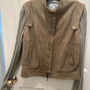 Women's Brown Utility Jacket with Knit Sleeves